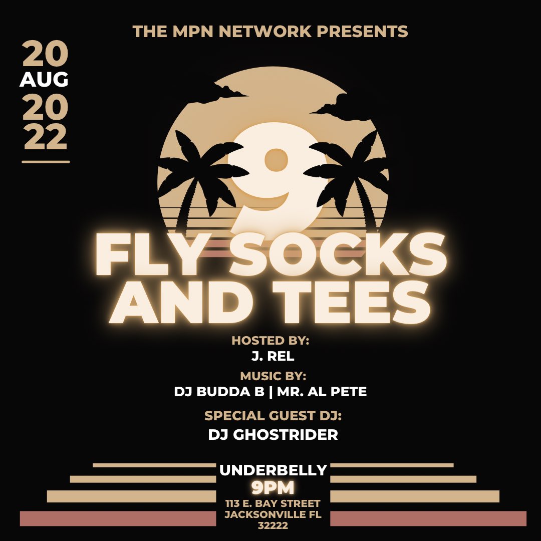flysocksandtees's tweet photo. The biggest summer event turns 9!
Fly Socks & Tees happens on 8/20/2022!
Hosted by @J__Rel & music by DJ Budda B, @mralpeteMPN and special guest DJ: DJ Ghostrider (Vibe Society/Sol Cafe)!
Tickets on sale now!
#FSAT #MPNNETWORK @mpnmanagement
https://t.co/MqNbWDiMF1 https://t.co/C2kCqhacBa