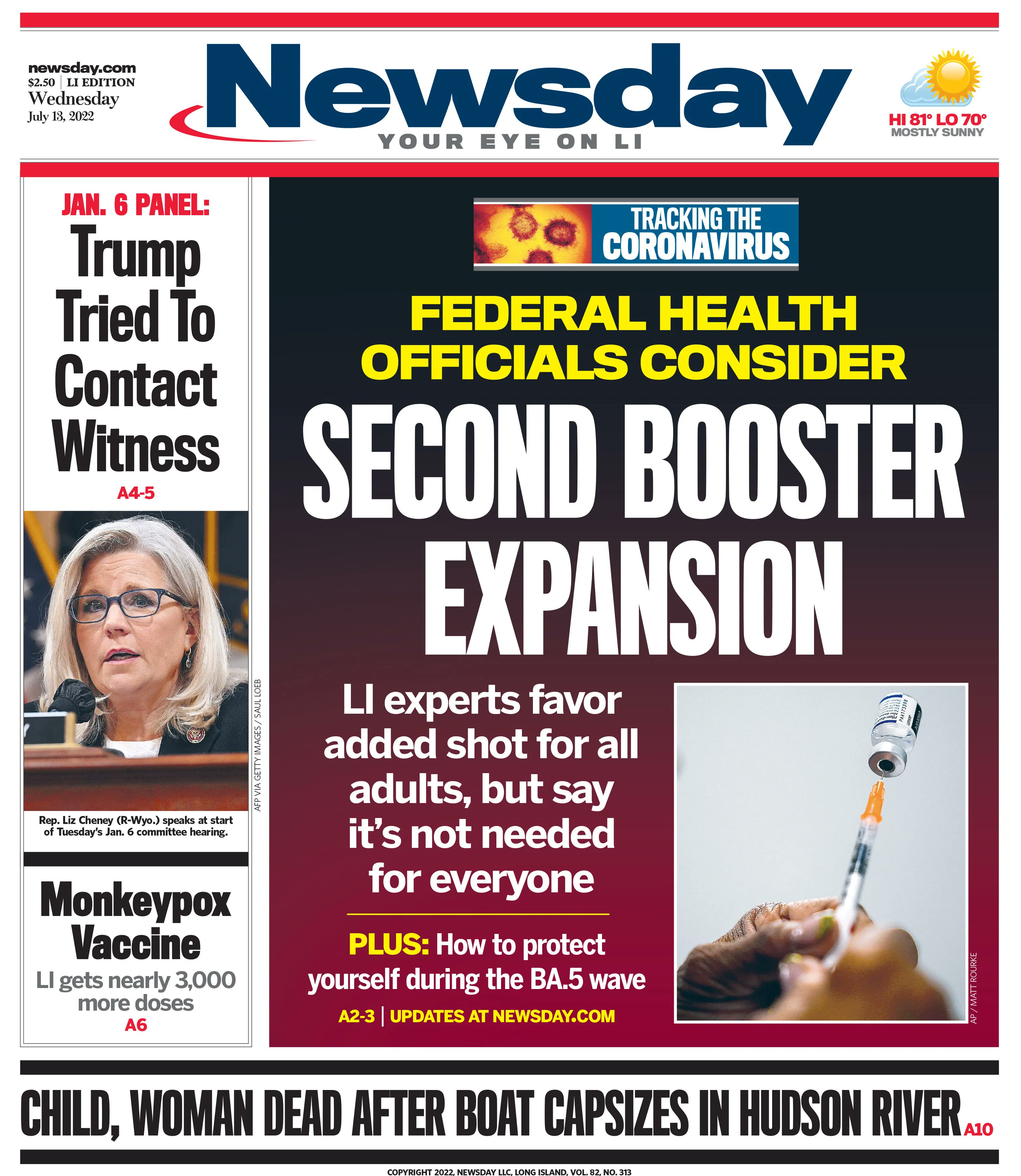 Newsday on Twitter: "Wednesday's Newsday cover: Top federal health