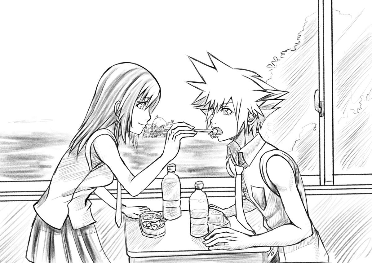 ByakkoArt's tweet image. Its a shame Sora never got to experience school life with Kairi. Prompt#2: KH2 #sokaiweek #sokai #sokaiweek2022 #sora #kairi #kingdomhearts #Pencildrawing #sketch
