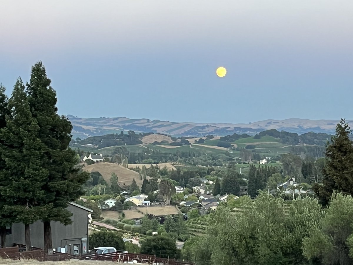 Full moon rising over the southern end of Napa Valley this evening…picture never does justice…#full_moon #napa