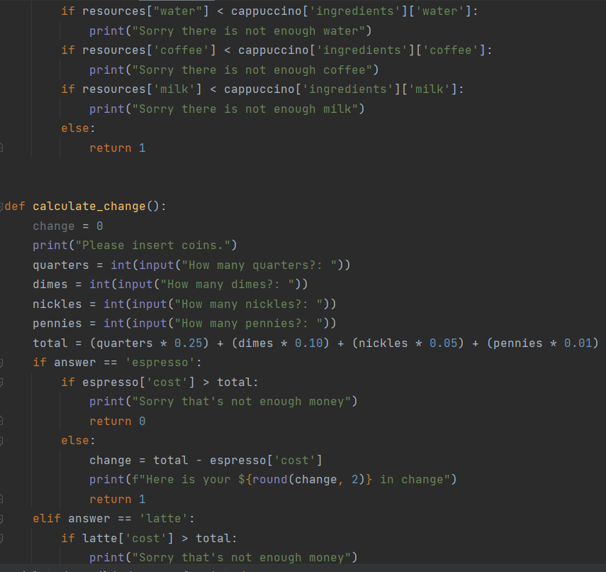 BinteBabul's tweet photo. Day15 of #100DaysOfCode , Dr. @yu_angela 's "100 days of code:."

The 15th project was making the Coffee Machine.

How did it go? 
Achievable! Needs some time to get the ideas together. 

Couldn't post the full code because Twitter only allows 4 pictures. https://t.co/vZIwFTtDap