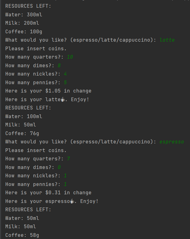 BinteBabul's tweet photo. Day15 of #100DaysOfCode , Dr. @yu_angela 's "100 days of code:."

The 15th project was making the Coffee Machine.

How did it go? 
Achievable! Needs some time to get the ideas together. 

Couldn't post the full code because Twitter only allows 4 pictures. https://t.co/vZIwFTtDap