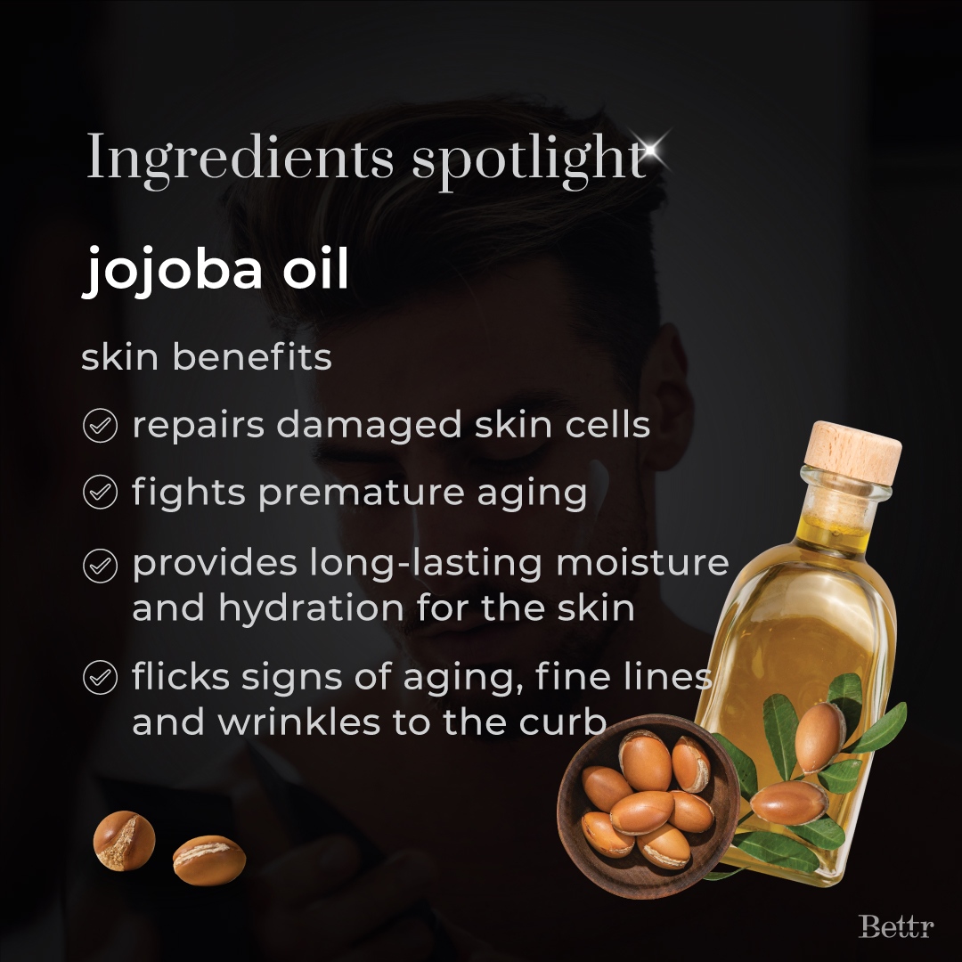 BettrOfficial's tweet photo. Jojoba oil, aka genie of skincare ingredients🔮, found in Moisturize Bettr Moisturizer, is a natural remedy for acne, dry skin, sunburn, and countless other skin conditions. https://t.co/TO66gg58fm