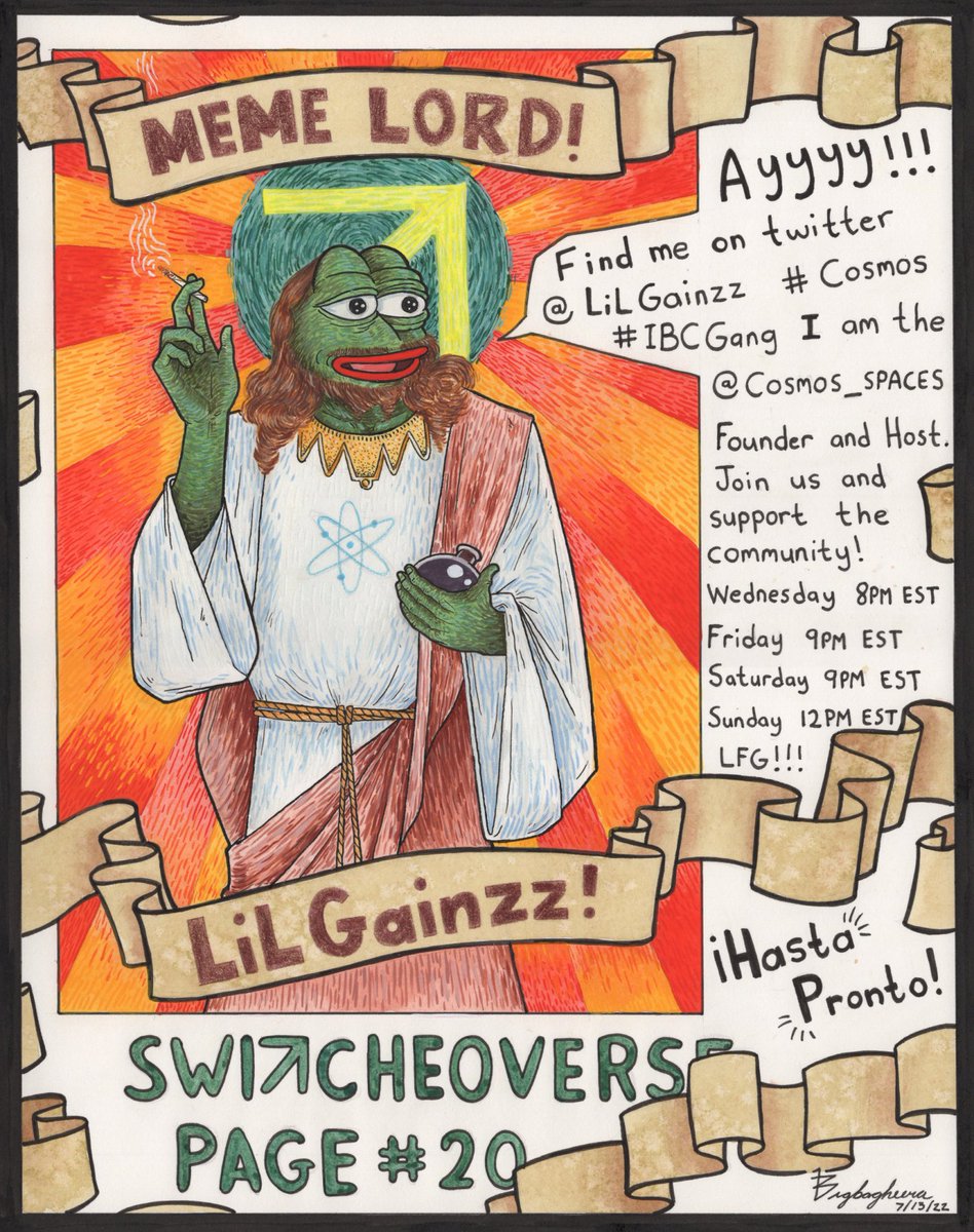 1bigbagheera's tweet photo. #Switcheoverse Page #20! Only available on @ghostmarketio Minted on the #BinanceSmartChain #IBCGang If you arent already, go follow @lilgainzz and tune into his @Cosmos_Spaces #NFTs #GhostMarket #Switcheolabs $SWTH $BNB @SwitcheoLabs
https://t.co/XS41JqJnE8 https://t.co/Ie0xUkk7Fr