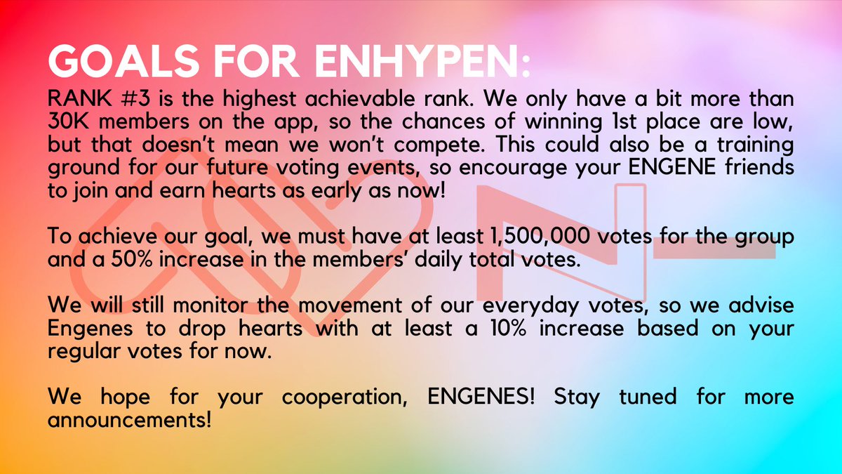 CONNECTEN_GENE's tweet photo. K GLOBAL HEART DREAM AWARDS 2022 RULES &amp; GOALS

Please read and disseminate! Join our telegram group here: https://t.co/d7XokB7z6e

@ENHYPEN @ENHYPEN_members #ENHYPEN #엔하이픈 

Prepared by: @CONNECTEN_GENE &amp; @code7vt https://t.co/UzxDl3aEZl