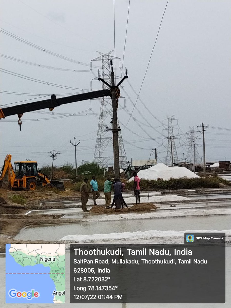 TangedcoT's tweet photo. Sir,
*Circle:Tuticorin*
Date of maintenance: .12.07.22
1.Tree Clearance:322locs
2.Damaged Poles:10Nos
3.DTmaintenance:6Nos
4.Resagging of conductor:546 span
5.staycut Rectification:22
Nos
6.weak jumper: 111Nos
7. Replacement of weak damaged insulator - 1201nos https://t.co/0Mug2eCgkK