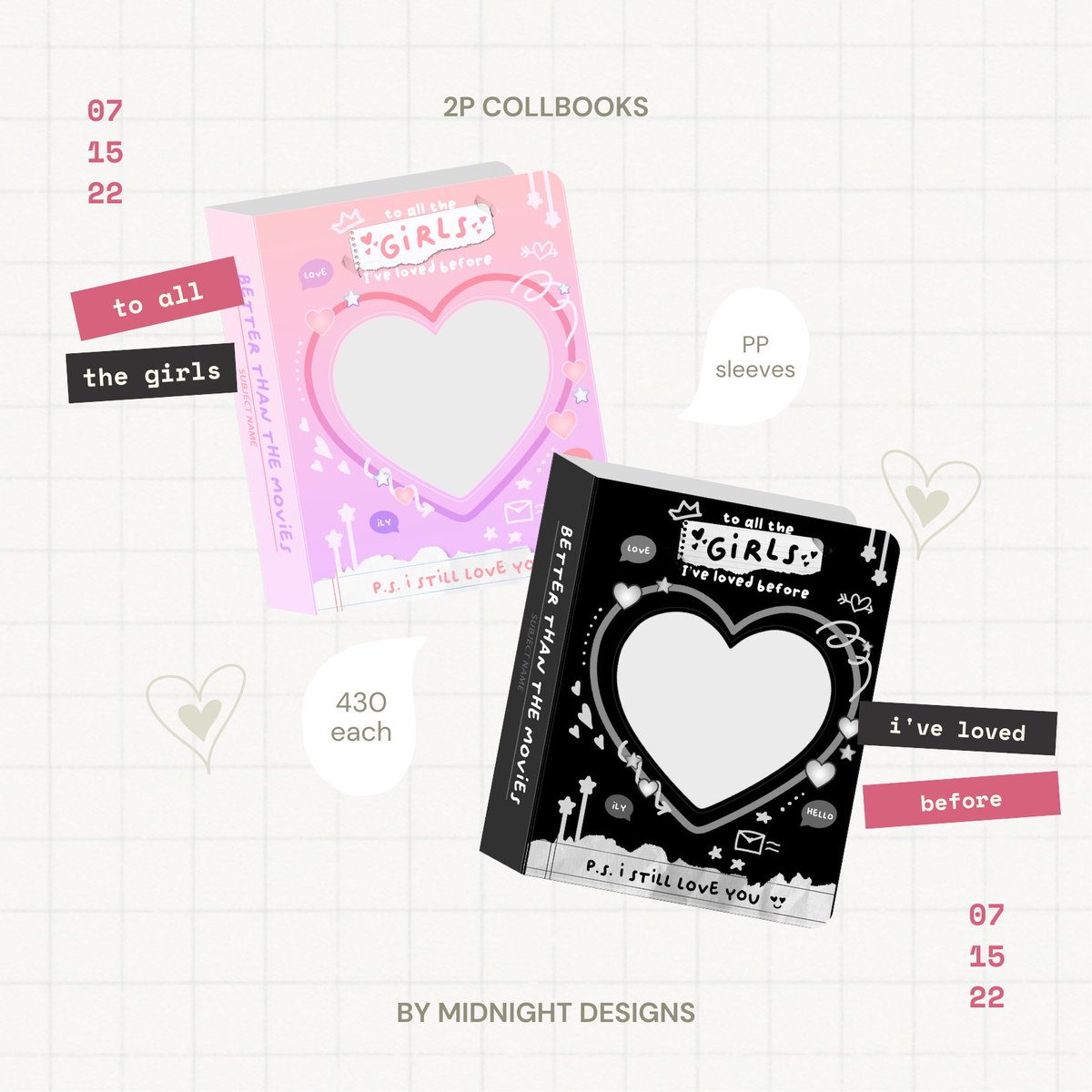_bymidnight's tweet photo. to all the girls i’ve loved before.
collect book details 

— php 430 each 
— 2p, can hold up to 64 pcs
— matte finish
— with keyring hole
— pp sleeves

preorder starts on july 15! 🫶🏼 https://t.co/GnFMCQxnlv