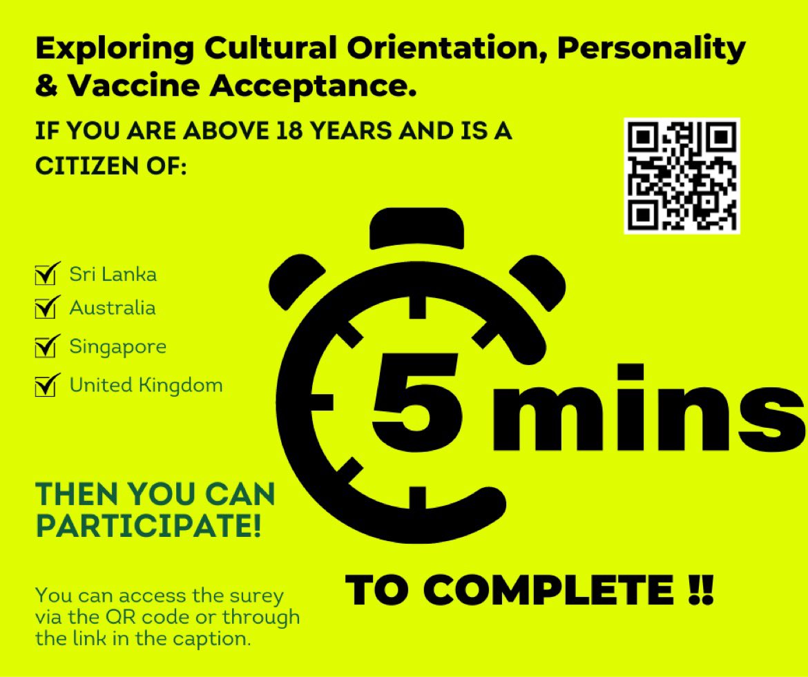 IT TAKES ONLY 5 MINUTES!!!!!
#SriLanka #SL #Australia #UK #Singapore #research #sciencetwitter #psychology 

docs.google.com/forms/d/e/1FAI…