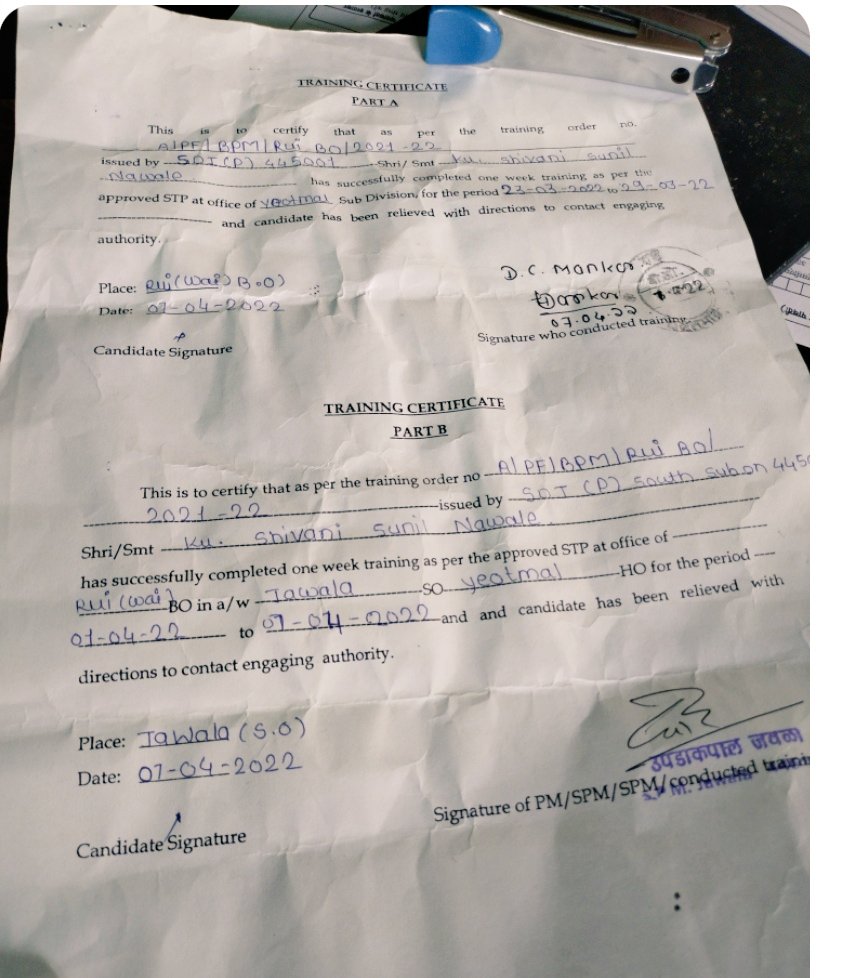 ShivaniNawale2's tweet photo. @IndiaPostOffice Dear @India PostOffice,

My document verification &amp; Training has done in 2022 March  of GDS cycle III, but I do not received joining letter yet. I have provided all the necessary documents at the time of verification. Then why the delay is happening? https://t.co/RVy4G4p8kQ