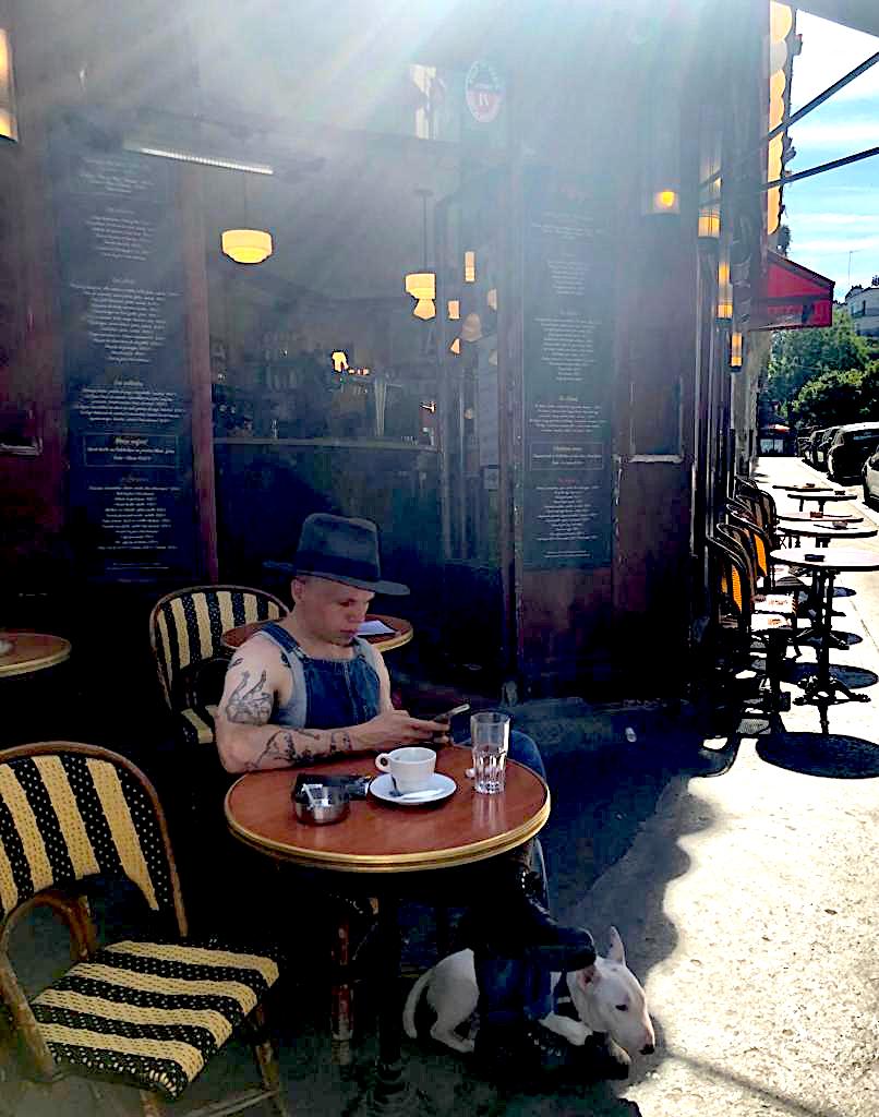 focusonparis's tweet photo. Man with dog: a morning #coffee. #cafesofparis #dogsofparis #montmartre #summerinparis #photography https://t.co/fVjudwvnHj https://t.co/h7TEX240Fw