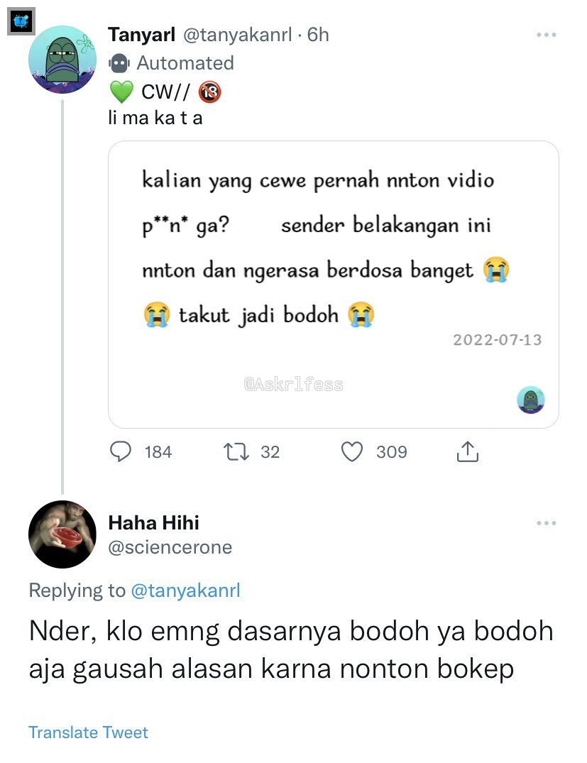 Askrlfess's tweet photo. [askrl] haha hihi ga tau aja nonton bokep bisa bikin otak lemot dan jadi pelupa, gua nih yg 2x nnton aja rasanya pelupa bahkan sampe skrg. bukan karna micin atau apa, setelah konsul ke temen gua yg psikolog ya disuruh off nonton begituan gua. dan sendernya yg itu bukan (cont) https://t.co/0Pf07ky8gr