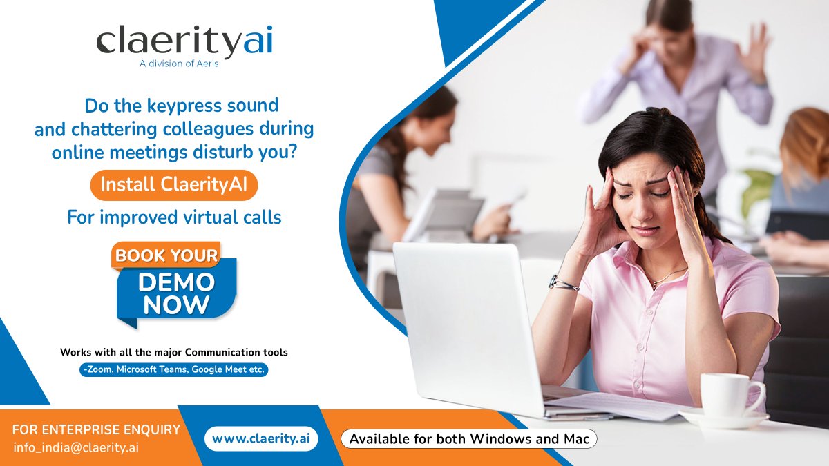 Aeris_EM's tweet photo. #ClaerityAI is the #1 noise-cancelling solution that can eliminate background noises and offer complete focus on your vital meetings. Available for both PC and Mac!

Install Now: https://t.co/PUW4Bkvlro

#NoiseCancellation #ClearVoice #ClearSpeech #BestAudioQuality #onlinemeeting https://t.co/pQrojLEAmq
