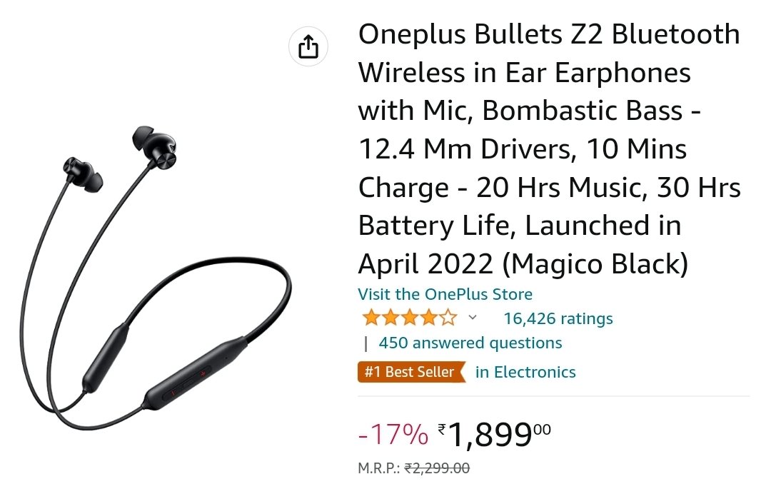 offerguruji's tweet image. Oneplus Bullets Z2 Bluetooth Wireless in Ear Earphones (Magico Black) @ ₹1,899

Buy👉 amzn.to/3P4q3U6

■Other Colours ₹1,999

#oneplusbulletsz2 #OnePlus #headset #earbuds #Earphones #headphones #deal #AmazonPrimeDay #AmazonDeals