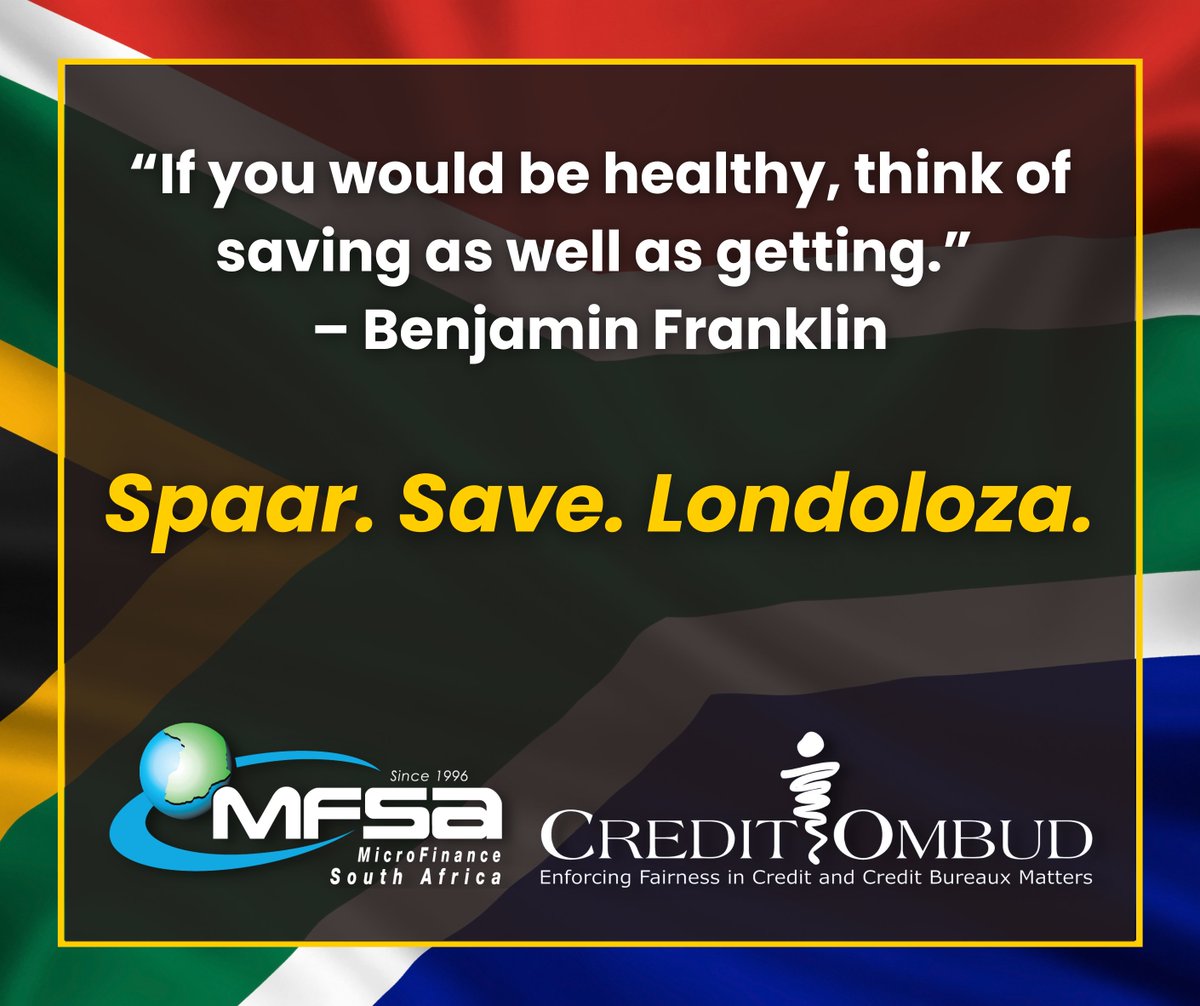 CasaCreditHome's tweet photo. July 2022 - National Savings Month
Spaar. Save. Londoloza
#spaar #save #savings #londoloza #mfsa #creditombud https://t.co/F5ACHoAayT