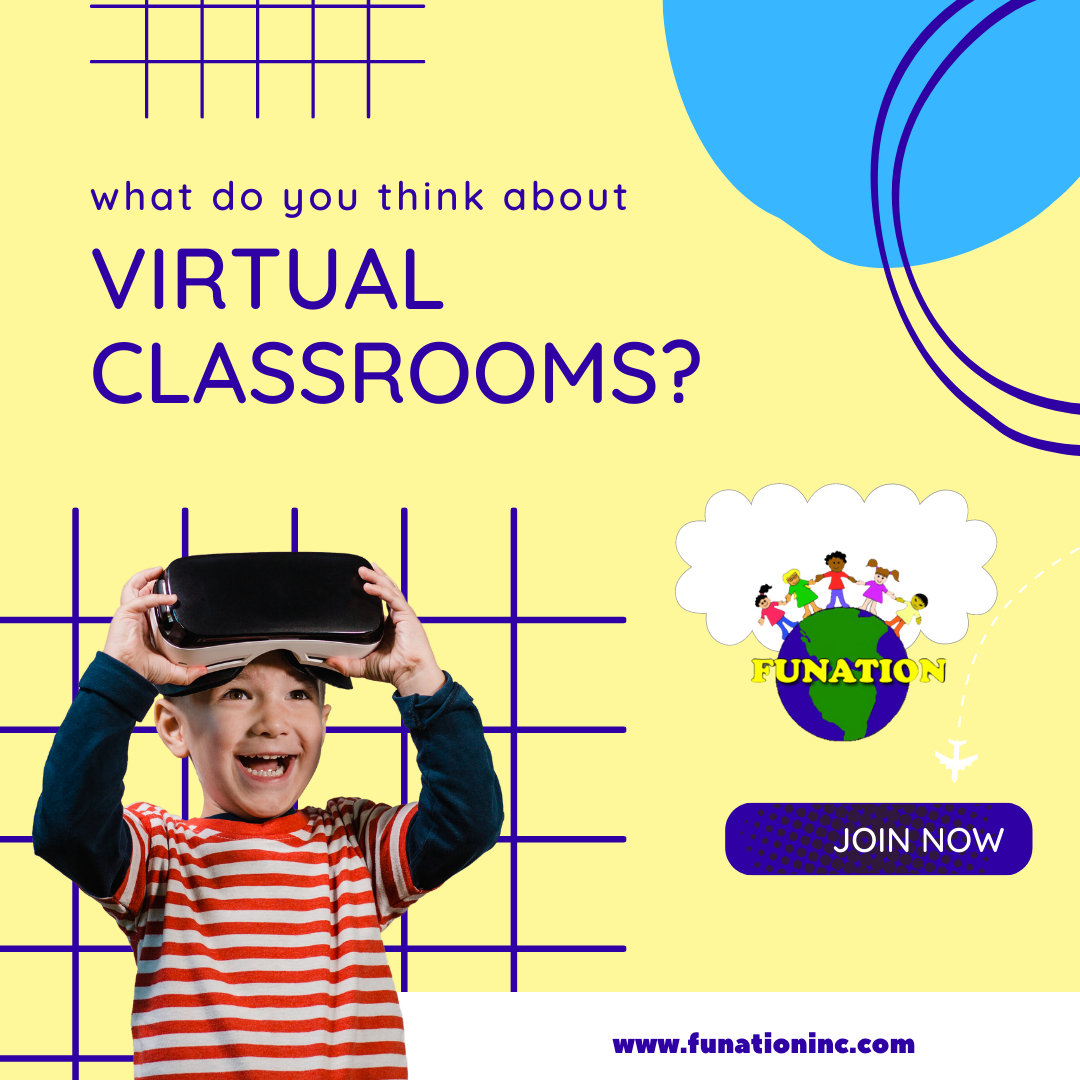 Funationlessons's tweet image. Virtual Classrooms have become common. What do you think about them?

#funationlessons
#enrichmentprograms
#dmvchildcarecenters
#dmvdaycares