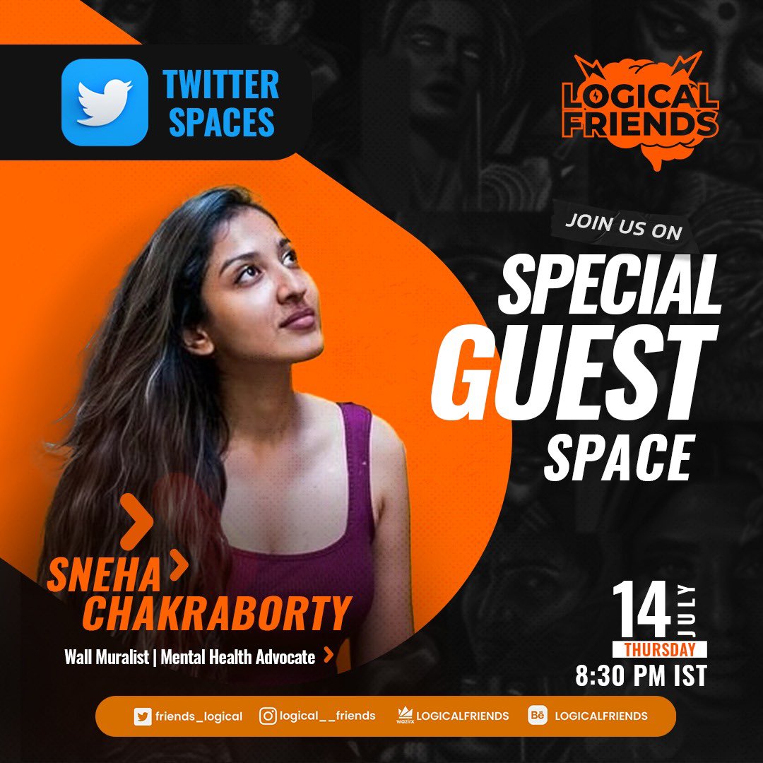 LOGICAL FRIENDS (@friends_logical) on Twitter photo Tomorrow at 20:30 IST, we are hosting our Guest Space with <a href="/lbc_sneha/">Sneha Chakraborty</a>! Woman of the Decade in Contemporary Art & the first Indian to exhibit AR+NFT Paintings in a Gallery.
100+ Wall Murals across India, she is set on a Mission to Paint 1000 across India!
x.com/i/spaces/1ypKd… Tomorrow at 20:30 IST, we are hosting our Guest Space with <a href="/lbc_sneha/">Sneha Chakraborty</a>! Woman of the Decade in Contemporary Art & the first Indian to exhibit AR+NFT Paintings in a Gallery.
100+ Wall Murals across India, she is set on a Mission to Paint 1000 across India!
x.com/i/spaces/1ypKd…