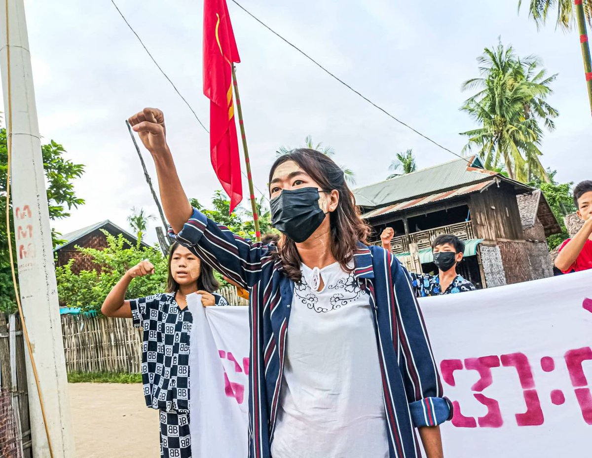 TTFR__Myanmar's tweet photo. The protest against genocidal military dictatorship was held by the protesters of Shwe Nwe Thway Strike in Yinmarbin township today. #2022July13Coup #AUS_ProsecuteMyanmarJunta #AssertUJOnMyanmarJunta #WhatsHappeningInMyanmar https://t.co/HHe9aIkPn2