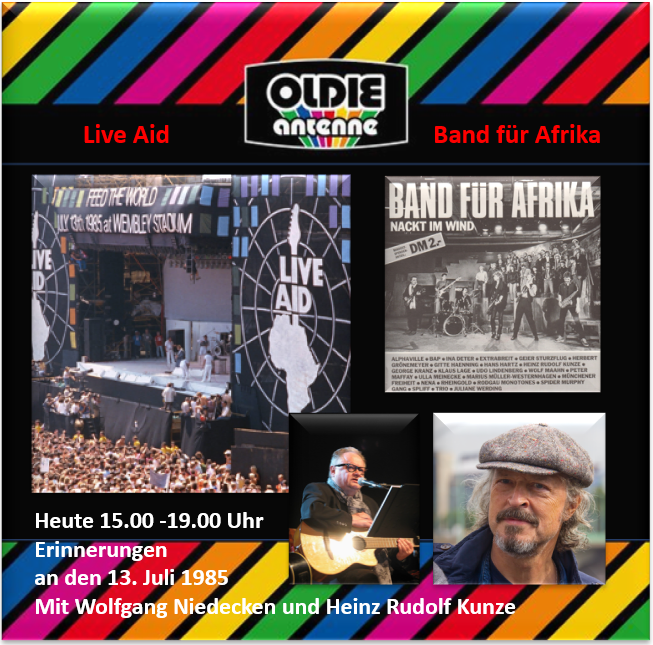 viktor_worms's tweet photo. Heute in meiner 100. mit Gästen. Wir erinnern an das grösste Popevent aller Zeiten. #liveaid #nacktimwind #oldieantenne #oldieantenneapp #dabplus https://t.co/LzSAT8zcbF