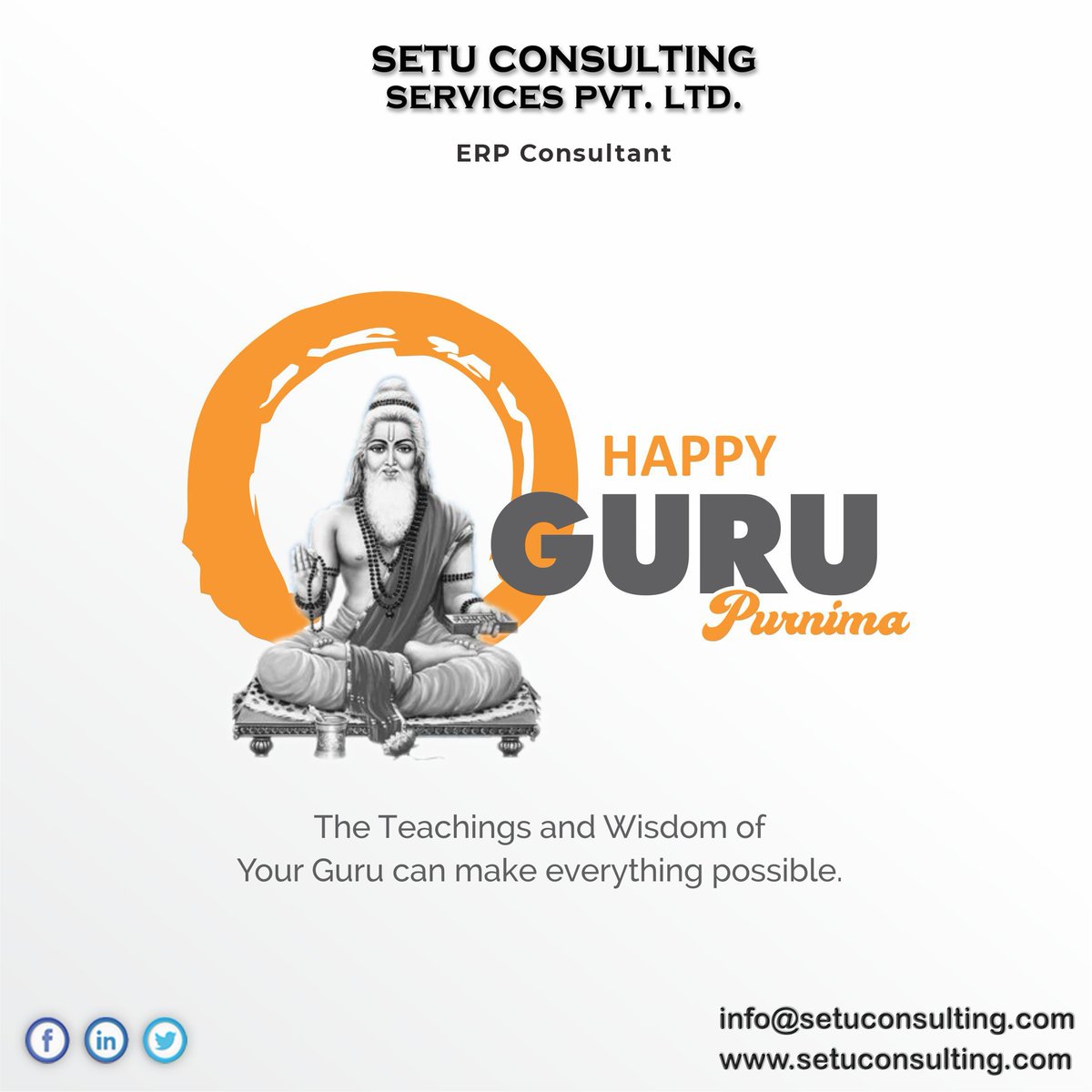 On this Auspicious Day of Guru Purnima to serve Gratitude to our Guru,
Who Opens only the best door for us leading us to walk through from material to Divine, Transitory to Perpetual,
Bow down to Guru for making our life Worthwhile!
Happy Guru Purnima!
#GuruPurnima #Odoo #ERP