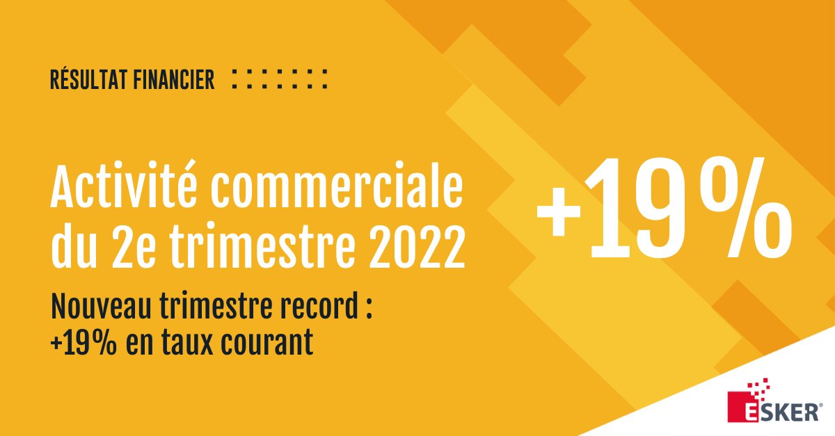 📢 [Communiqué de presse]

🥳 Nous sommes heureux d'annoncer qu'Esker réalise à nouveau le meilleur trimestre et le meilleur semestre de son histoire !

👉 Pour en savoir plus, lisez le communiqué de presse juste ici : esker.fr/a-propos-esker…