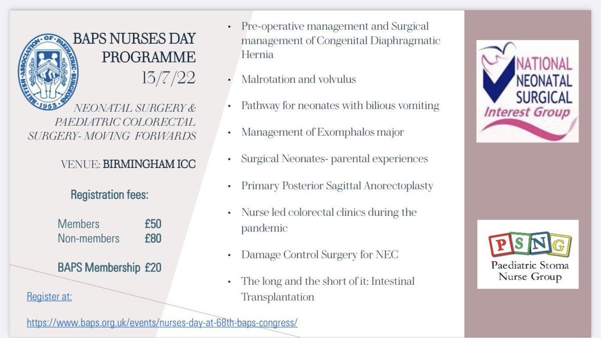 fiona_metcalfe's tweet photo. Super excited to chair this fantastic nurse/AHP day today. @BAPS1953 @BAPSCongress @SurgeryNeonatal #PSNG @NeonatalSurgery An amazing line up of expert talks focusing on Neonatal Surgery and colorectal surgery. Finally face to face! #alwayslearning #collaborating https://t.co/z81a09WOmP