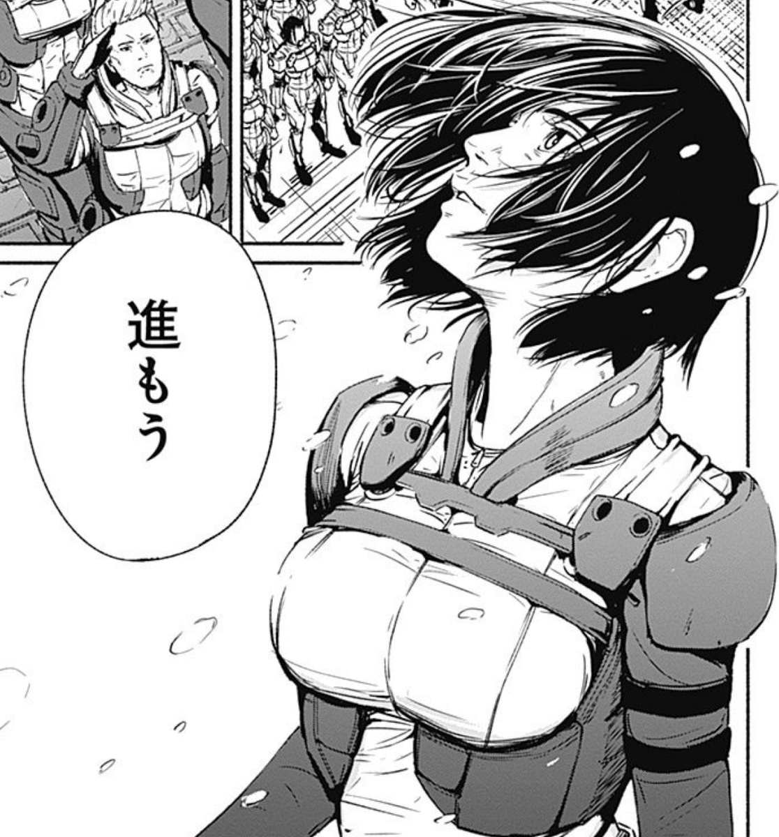 当たり前だがこういうバトルスーツみたいなものも、締切5日前くらいに登場することが決まって、その直後に一気にデザインラフを描いて、翌日から一気に18ページ、スタッフさんと手分けしてキャラ全員に着せたものを描く。 
