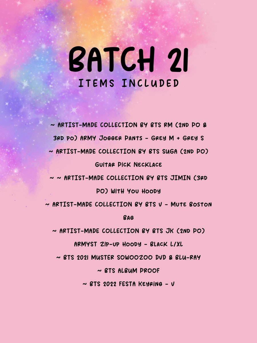 seoulinluv_ph's tweet photo. RE : BATCH 21 π¦
Hi, everyone! Hereβs the list of items in this batch. Master list batch 21 tab has been updated so pls check it to know if your order is included. Pick up from kr warehouse schedule tba.
Thank you! π
#SiLPHUpdate https://t.co/d4DvzliNun