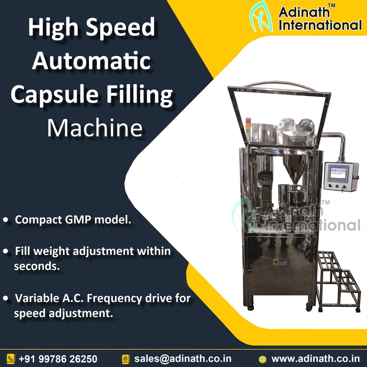 #HighSpeedCapsuleFillingMachine
#CapsuleFillingMachine
#HighSpeedMachine
The machine is designed for high accuracies and can fill the entire range of hard gelatin capsule sizes from 00-5.
adinathpharma.com/high-speed-cap…