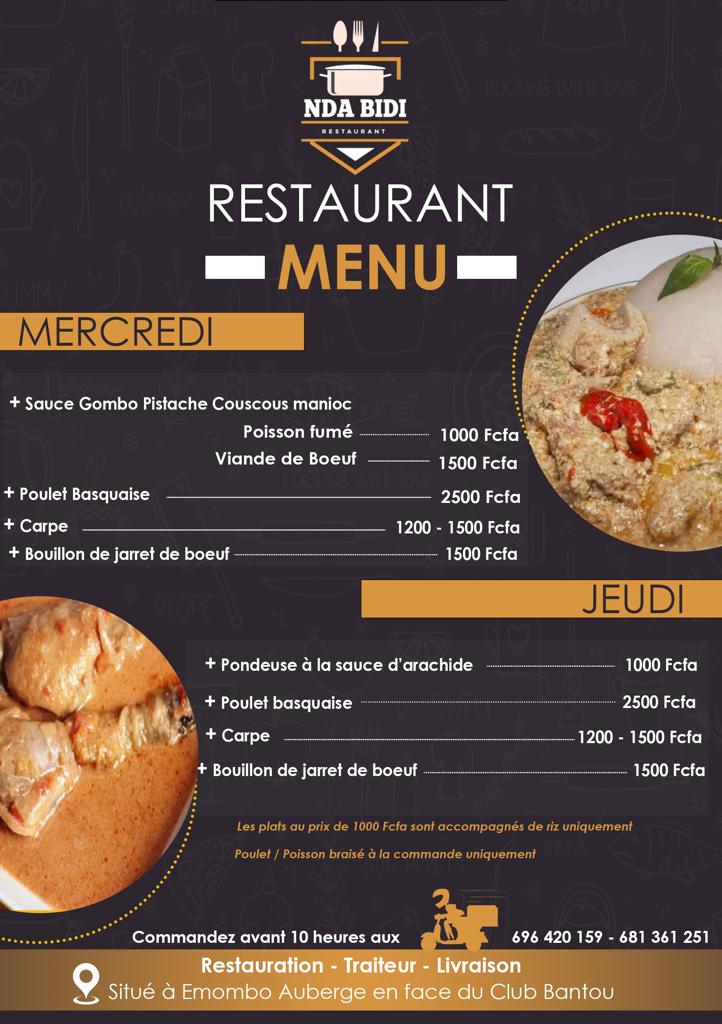 NdaBidi's tweet photo. Bonjour la famille 🌻. Vos menus du Mercredi et Jeudi. Bon appétit 😊 https://t.co/6YZ3E6XPiP