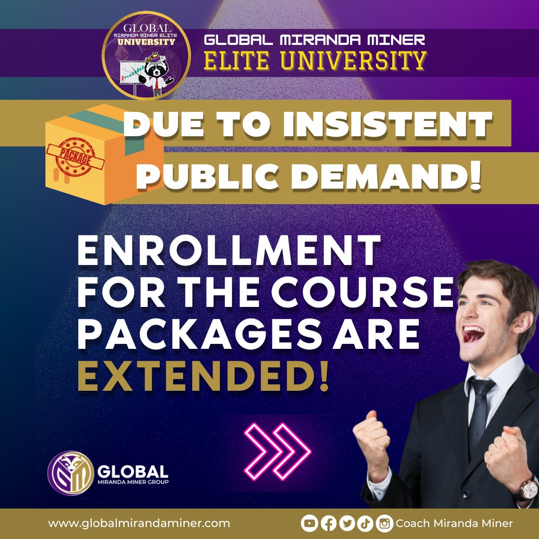 MiningMiranda's tweet photo. Please refer to our updated Course Menu. At dahil mahal kayo ni Coach,
Our Course Packages are still available, so you can still ENROLL!
#GMMGEliteU #CMMProfitableSystem #CoursePackages https://t.co/VpouNnayZi