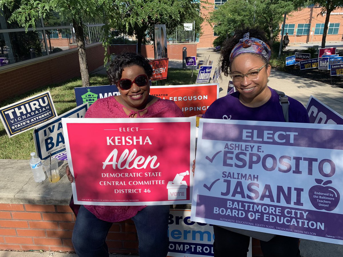If you’re in the 46th district, vote for <a href="/keisha4bmore/">Keisha Allen</a> for democratic central committee 

And <a href="/AshleyEsposito_/">Ashley (Ash) Esposito 🐝</a> plus <a href="/SalimahForBmore/">Salimah Jasani</a> for school board!