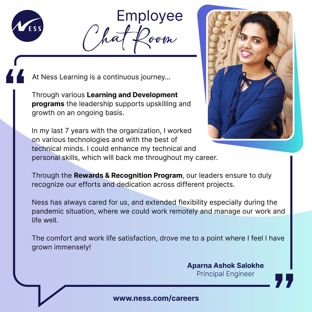 india_ness's tweet photo. “At Ness, we strongly believe that Individual Development through Upskilling is the first step to success! Ness will invest in you! Explore your next Learning Journey with Ness! https://t.co/GIjg6eSj68
#LifeAtNess #WeAreHiring #WeAreNess https://t.co/luCNOxVfZi