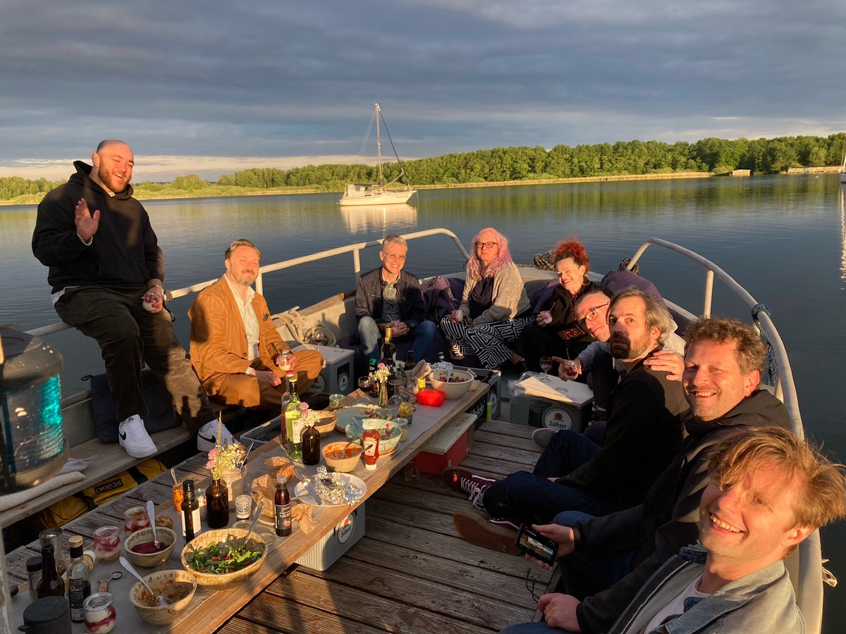KeyProduction's tweet photo. Can you tell how happy we were to visit one of our suppliers again? They are so lovely that they arranged a BBQ on a boat for us! 🙏
.
.
.
#trip #germany #teamtrip #keyproduction https://t.co/xIiOF2Vvsb