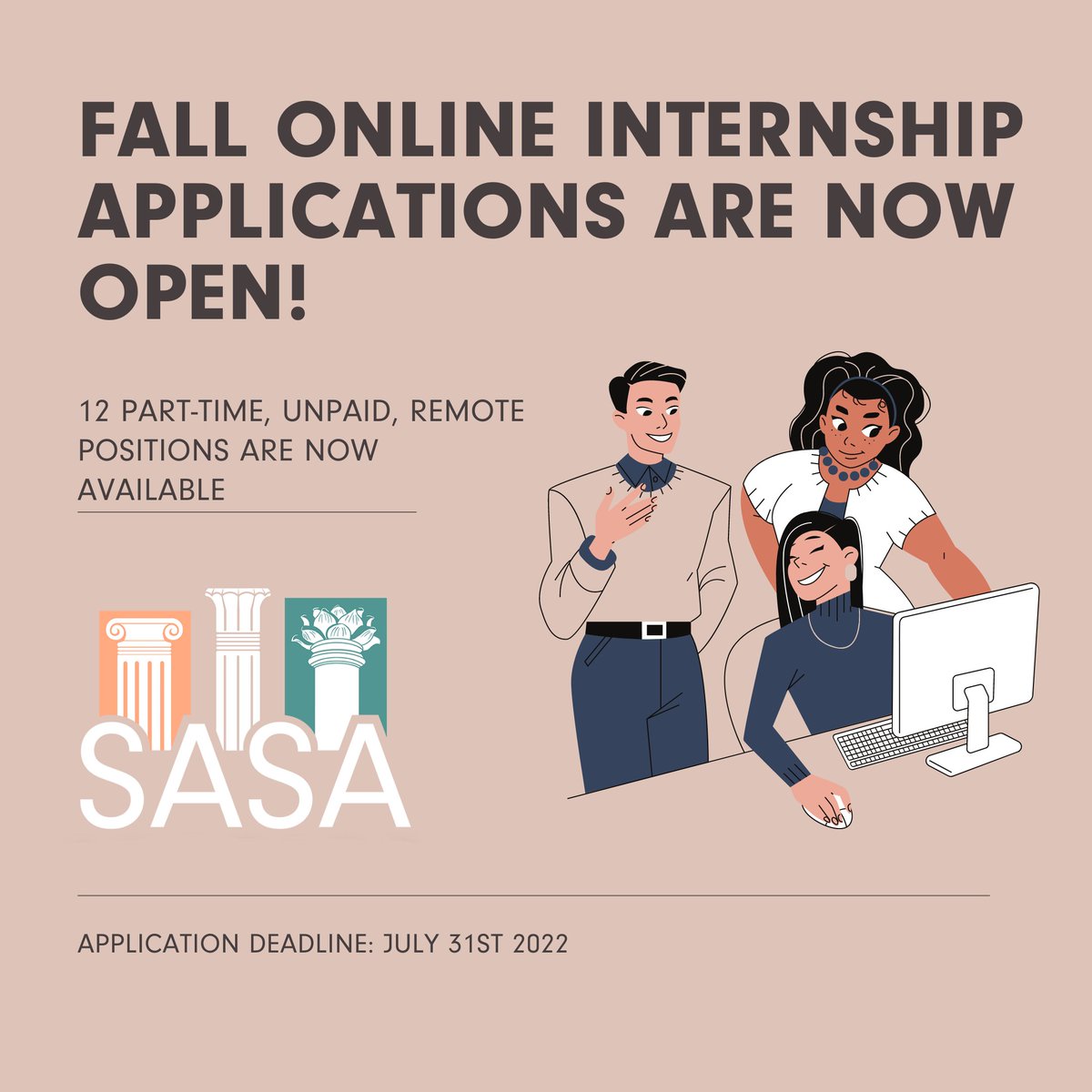 AncientSave's tweet photo. 💻 Apply now to our online fall internship scheme!

➡️ Follow this link to find out more: https://t.co/BRcrHvZr2v

#SaveAncientStudies #InternshipOpportunity #OnlineInternship #ApplyToSASA #AncientHistory #Classics #ClassicalCivilisation #NGOExperience https://t.co/I6SjFl86g0