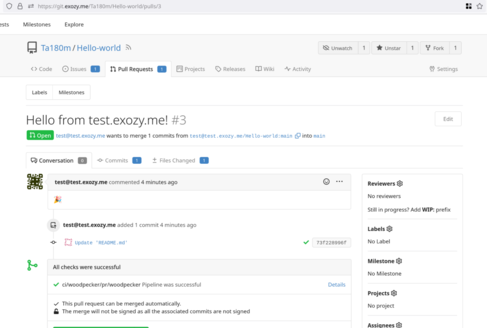 feedgruber's tweet photo. Sowas wie Microsofts Github gibt's bald in dezentral! Diese Screenshots aus dem #Fediverse zeigen die ersten erfolgreichen föderierten Interaktionen (Issues, Pull) zwischen #Gitea-Instanzen.
(z.B. die Berliner Github-Alternative @codeberg_org läuft mit @giteaio)
#GiveUpGithub https://t.co/KULIEJkdcQ