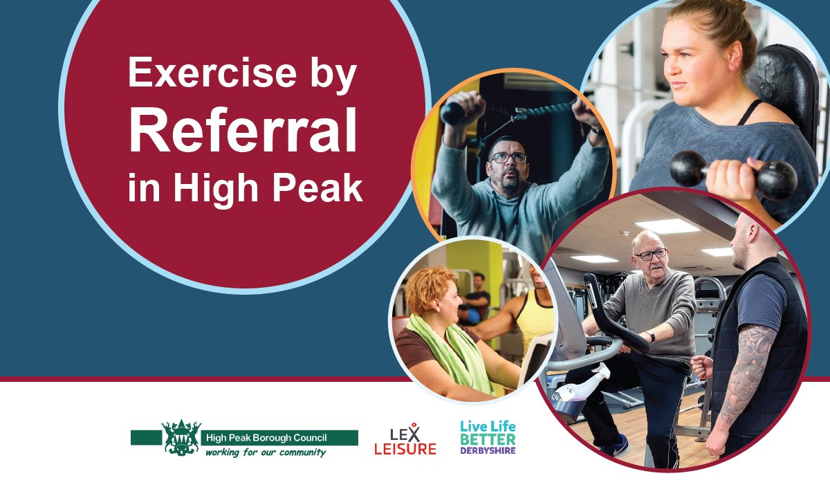 Exercise by Referral activities are overseen by fully qualified staff and includes:

A 12-week weight management programme
Gym sessions
Class based activities 
Swimming
Walking groups

Find out more at highpeak.gov.uk/ExercisebyRefe…