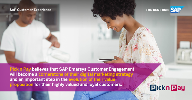 SktTewari's tweet photo. With SAP Emarsys Customer Engagement, Pick n Pay continues to drive digital innovation across its operations in order to best serve its broad and diverse customer base across the southern African countries. Find out more: https://t.co/Yd2Fs6y5kL https://t.co/2Im0denCQw