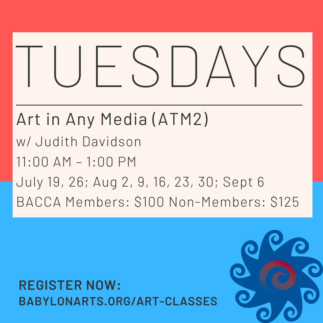 babylonarts's tweet photo. Our 8-week summer session art classes begin next week!
Head over to our website for more information and to register:
https://t.co/Kg84dad9R1

See you in class!🎨 https://t.co/bA7kj9kze3