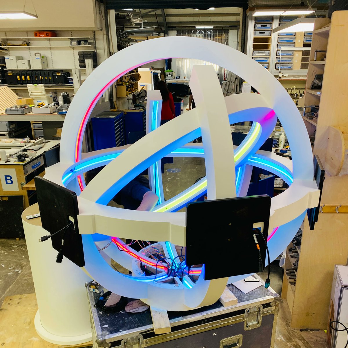 teamwestend's tweet photo. #teamwestend love making our exhibition stands catch the eye with unique and interesting features. Look at this beautiful bespoke lit globe in fabrication for one of our clients' upcoming stands! #exhibitiondesign #exhibitionbuild #conferencesandevents #fabrication #eventprofs https://t.co/xItlZRQtZN