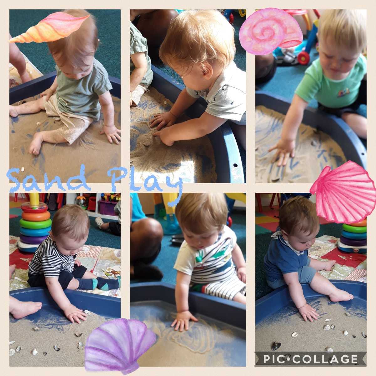 PlantosNursery's tweet photo. Today we loved using our touch to play in the sand and to find the shells that were hidden! #sandplay #seashells Am sbort yn chwilio am y cregyn yn y tywod! #tywod #teimlo https://t.co/BkNNm5fRc3