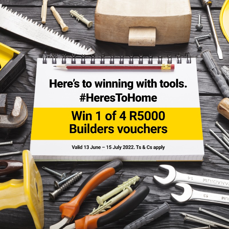 BuildersSA's tweet photo. In case you missed it, last chance to enter!
𝐑𝐄𝐏𝐋𝐘 💬 to this Tweet with #HeresToHome + an emoji from the below 👇 to receive some content and stand a chance to 𝗪𝗜𝗡 1 of 4 R5000 vouchers  

🔧 🛠 ⚒️ 🪓 🌳 🍅 💐 🌱 📐 📏 🧰 ✂ 🚧 🏗 🏠 🧱

Competition ends 15 July 2022.