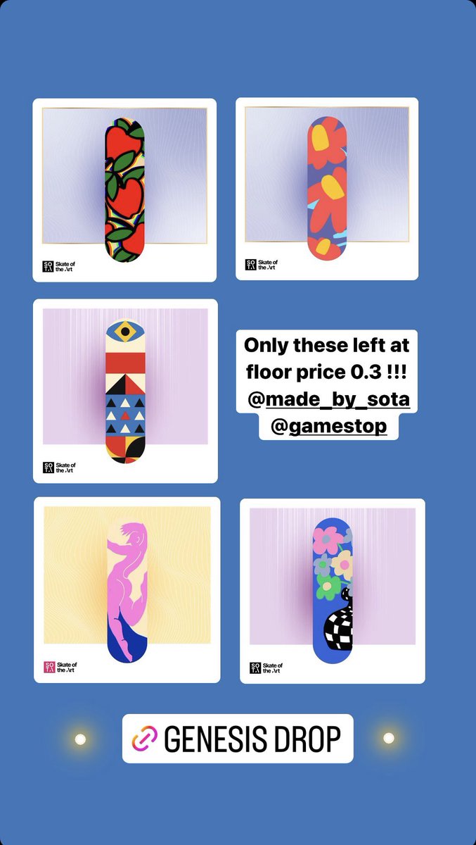 alexxx_ramirez's tweet photo. Only few bits left at floor price 0.3 eth!!! Go, go, go 🥰

🛹 https://t.co/eOZeDdof6d

@made_by_sota @GameStop 

#NFT #NFTs #cryptoart #blockchain #cryptoartcollector #cryptoartist #ETH https://t.co/bqpIEUBrw3