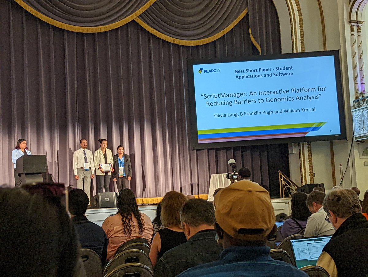 Congratulations to my student Olivia Lang for winning the best student software short paper at #PEARC22 !!!