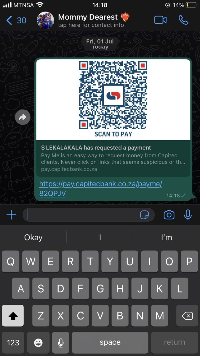 Sello_sk01's tweet photo. #CapitecPayME I gotta put my mom on with this feature. She’s always asking me to send her banking details when she has to send daughter allowance 😂🥹❤️ https://t.co/0R4v6bzxMR