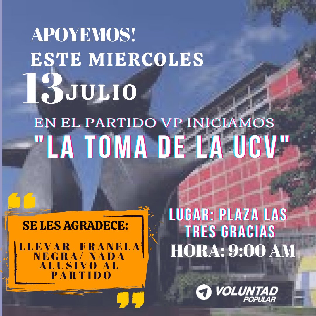 Alconde's tweet photo. ¡Y llegó el día!
¡Las Sombras serán Vencidas este miércoles en la UCV! 
@vpgremios
@FAP_VZLA 
#13Jul https://t.co/qiByg3m9h8