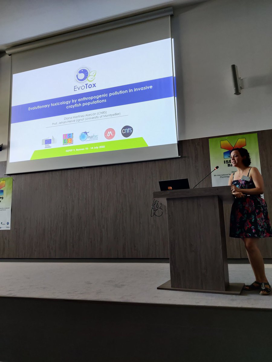 Next up is Diana Martínez-Alarcón on evolutionary toxicology by anthropogenic pollution in invasive crayfish populations ! 

#ISEPEP9