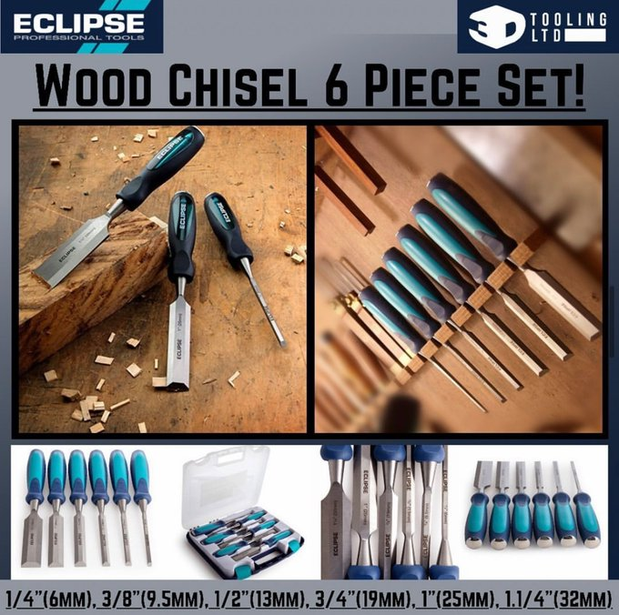 3dtooling's tweet photo. โ๏ธAVAILABLE IN STOREโ๏ธ
THE #ECLIPSE 6pc CHISEL SET!
NOW ONLY ยฃ27.25 + VAT!
FOR MORE INFORMATION GET IN TOUCH!
Call us: 01204701000
Email: sales@3dtoolingltd
Or come in store!
#chisels #workwear #carpentry #toolsforthetrade #eclipsetools https://t.co/qUIRLvYerA