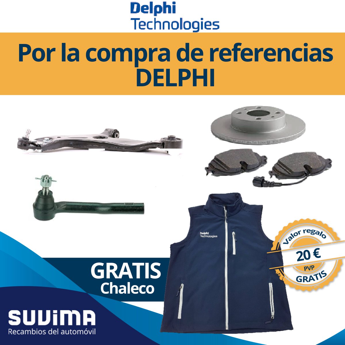 suvimarecambios's tweet photo. Tener las mejores piezas para tu taller tiene premio. Y es que, en julio, comprando referencias de DELPHI, te llevas GRATIS este chaleco de trabajo. Entra en https://t.co/eA53ERZn6B y descubre lo fácil que es llevarte este regalo. ¡Seguimos dando lo mejor para tu taller! https://t.co/GVLiTaE2Ec