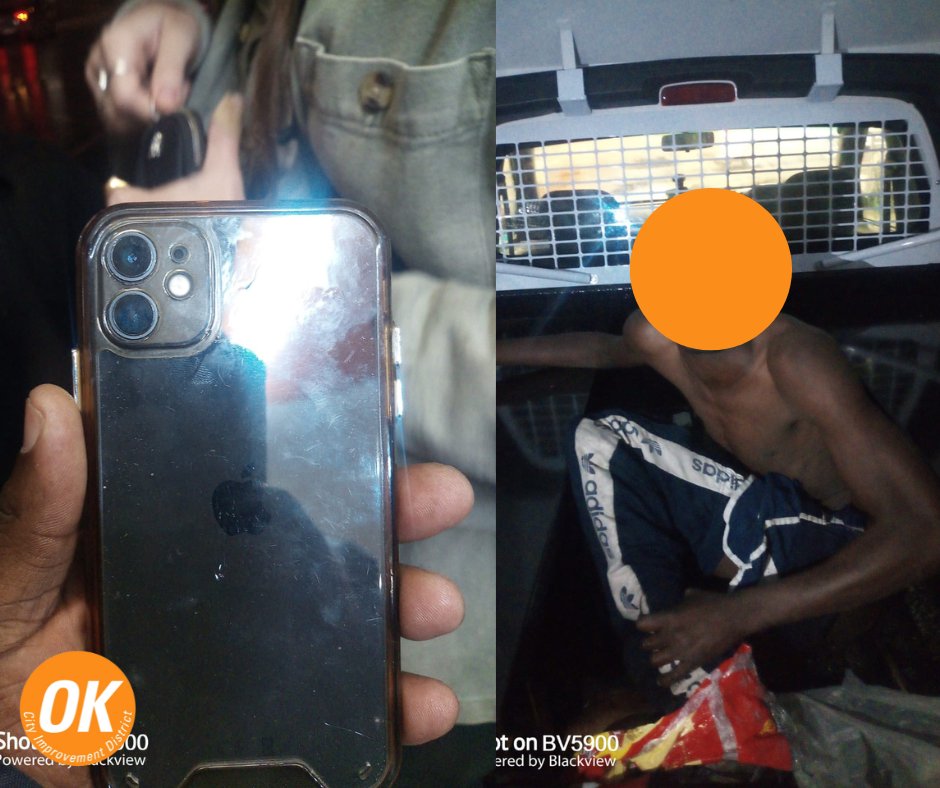 OranjeKloofCID's tweet image. At the beginning of the month, a couple's phone was stolen while eating at a local #restaurant. Our #patrollers pursued him on foot and caught him. They returned the phone to its owner.