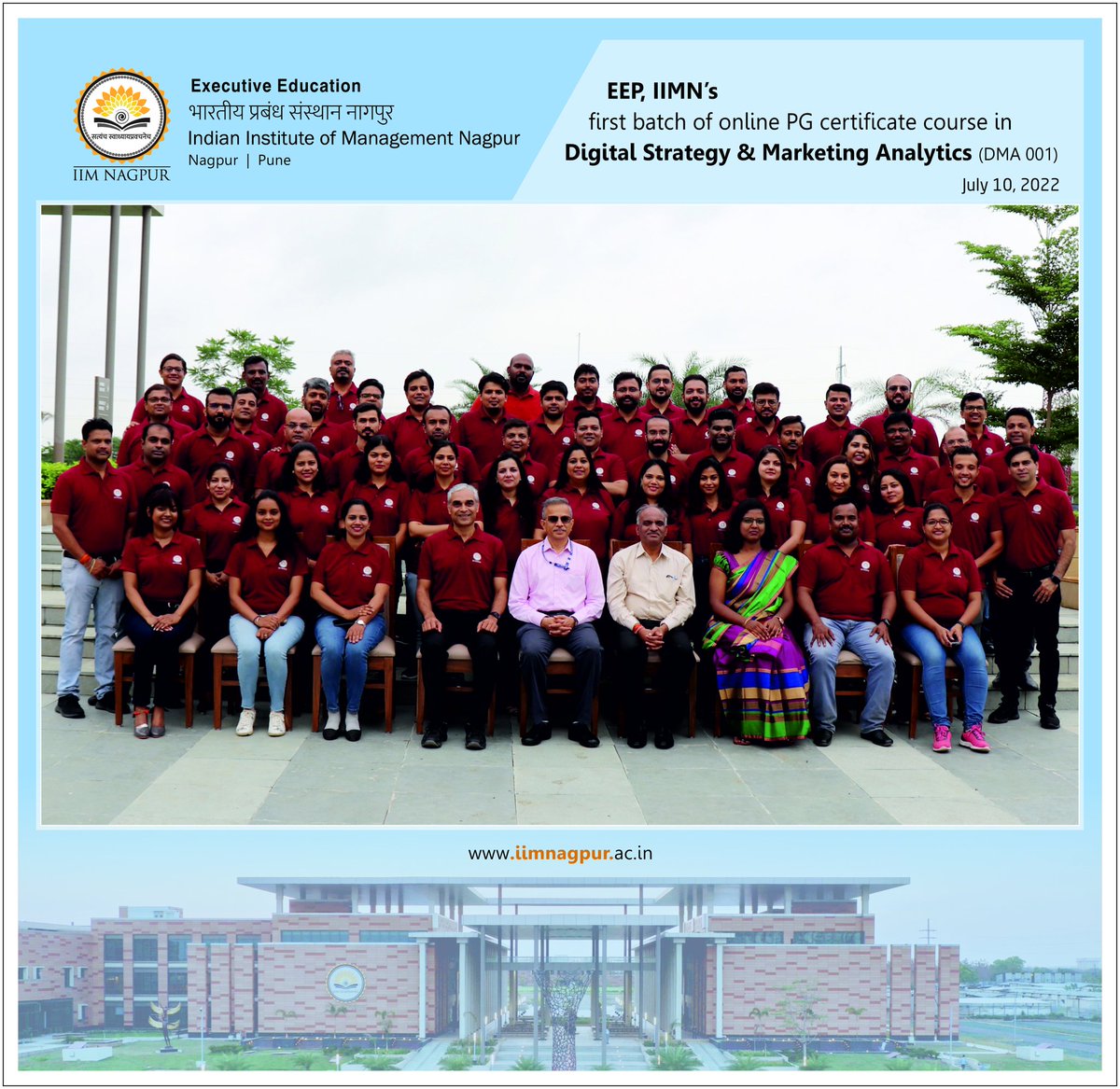 IIMNagpurIndia's tweet photo. #ExecutiveEducation, #IIMNagpur successfully completed #firstonline #PGcertificatecourse in #Digital #strategy & #MarketingAnalytics on July 10, 2022.
#IIMNAGPUR #Executive #education #PG #certificate #digitalmarketing #digitalstrategy #analytics #firstbatch https://t.co/IiL1EcsvoP